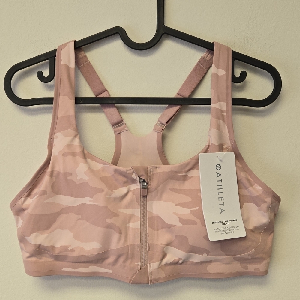 Athleta Empower II Train Printed Bra A-C Pink Camo M - Picture 3 of 9